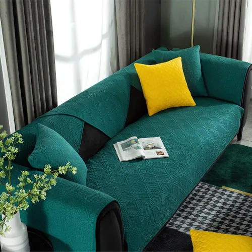 Miniatura 10 de vctops Fundas acolchadas de algodón con bordado de algodón para sofá modular, fundas reversibles para sofá modular, protector de muebles para sala