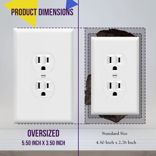 Miniatura 2 de ENERLITES Jumbo - Placa de pared dúplex para receptáculos, cubiertas de enchufes eléctricos, acabado brillante, tamaño grande de 1 banda, 5.5 x 3.5