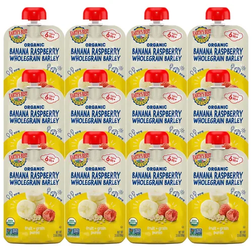 Miniatura 13 de Earth's Best Bolsas orgánicas de alimentos para bebés, puré de frutas y granos para bebés de 6 meses en adelante, puré de manzana orgánica