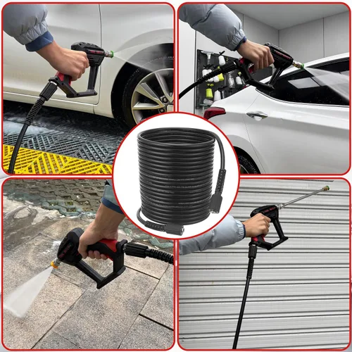 Miniatura 7 de Tool Daily Manguera de lavado a presión de 50 pies x 1/4 pulgadas, manguera de repuesto para lavadora eléctrica con accesorio M22-0.551 in
