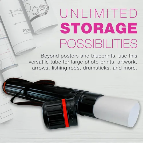 Miniatura 5 de U.S. Art Supply Tubo grande para póster – telescópico ajustable de 30-1/4 a 47-3/4 pulgadas – Tubo de almacenamiento duradero de 4-7/8 pulgadas