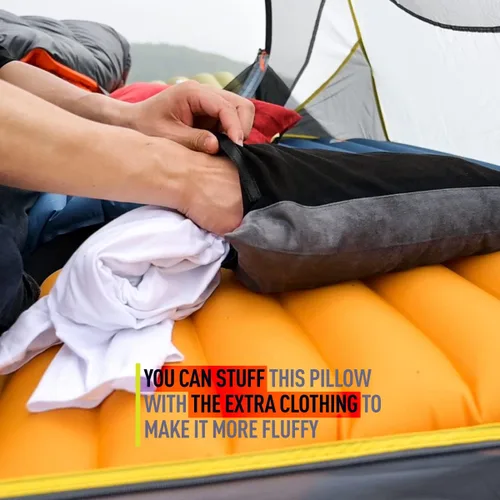 Miniatura 4 de ZOOOBELIVES Almohada de camping rellena de plumón para viajes, funda suave lavable, cojín de campamento pequeño para cuello y soporte lumbar sobre