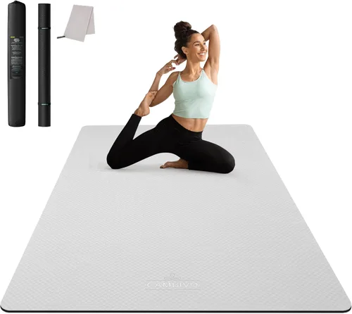 Miniatura 12 de CAMBIVO Esterilla de Yoga Grande (6' x 4'), Alfombrilla de Entrenamiento Extra Ancha para Hombres y Mujeres, Esterilla de Yoga Gruesa de 1/3 y 1/4