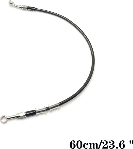 Miniatura 2 de AN3 M10 Manguera de freno de motocicleta de acero inoxidable trenzado negro Tubo de aceite de línea de freno de motocicleta con ajuste de acero