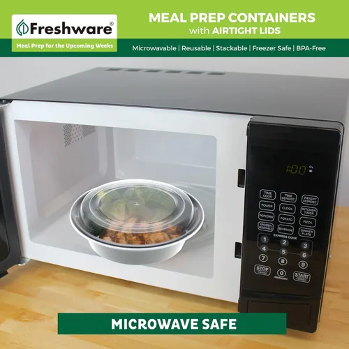 Miniatura 7 de Freshware Recipientes de plástico para preparación de comidas (paquete de 30) con tapas para sopa y ensalada, caja Bento para almacenamiento