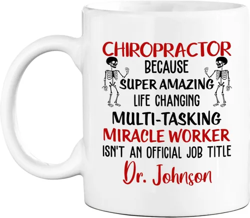 Miniatura 9 de Taza de té blanca personalizada con nombre quiropráctico de 11 onzas, 15 onzas, taza de café quiropráctico personalizada, taza de café quiropráctica