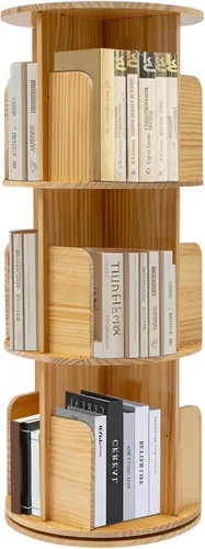 Miniatura 18 de Estantería giratoria, estantería giratoria, organizador apilable, estantería giratoria, estantería redonda, estante para libros para dormitorio