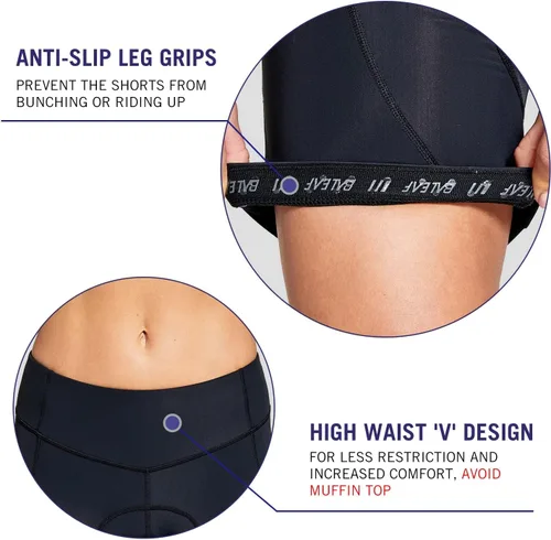 Miniatura 4 de BALEAF Pantalones cortos de ciclismo acolchados 4D para mujer, ropa interior de ciclismo con bolsillos UPF50+