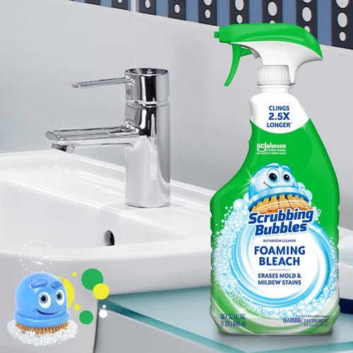 Miniatura 6 de Scrubbing Bubbles Limpiador de baño y ducha con lejía espumante desinfectante en aerosol, ayuda a eliminar el moho y el mildiú, 32 oz