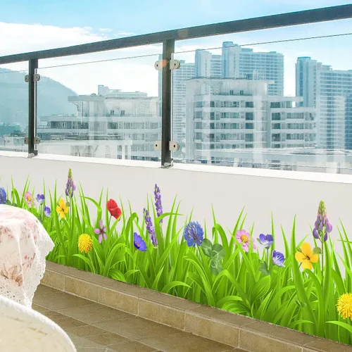 Miniatura 5 de Pegatinas de pared de plantas verdes frescas, calcomanías de zócalo, hojas verdes, flores coloridas, calcomanías de pared DIY Murales extraíbles