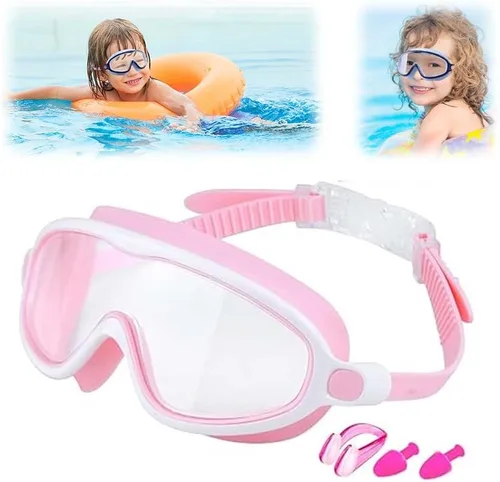 Miniatura 11 de Gafas de natación de marco grande impermeables y antivaho para niños, antiempañamiento de visión amplia, máscara de natación transparente para niños