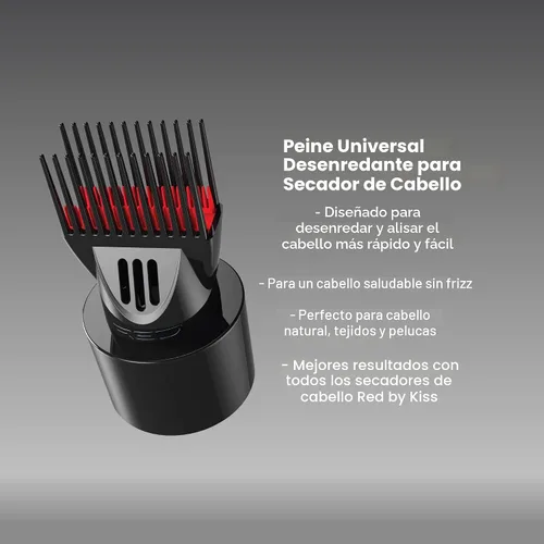 Miniatura 2 de Red by Kiss Peine Universal Desenredante para Secador de Pelo para Peinado del Cabello – Compatible con todos los Secadores de Pelo