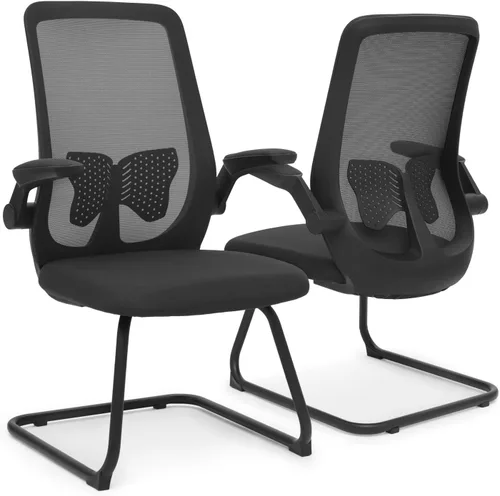 Miniatura 11 de Magshion Silla de oficina para invitados con soporte lumbar y reposabrazos deslizables, malla de malla de respaldo medio, serie de rejilla de aire