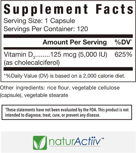 Miniatura 2 de Microcápsulas orgánicas de vitamina D3 de 5000 UI – Suplemento VIT D de alta resistencia para mujeres/hombres – Absorción rápida, aumenta