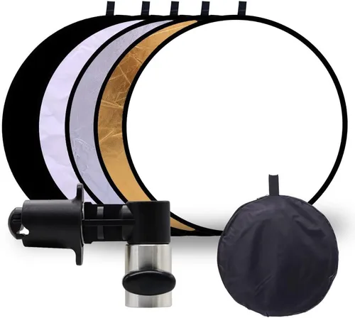 Reflector de luz para fotografía con clip 24 pulgadas 5 en 1 portátil 23.6 in redondo plegable multi disco fotografía estudio foto cámara