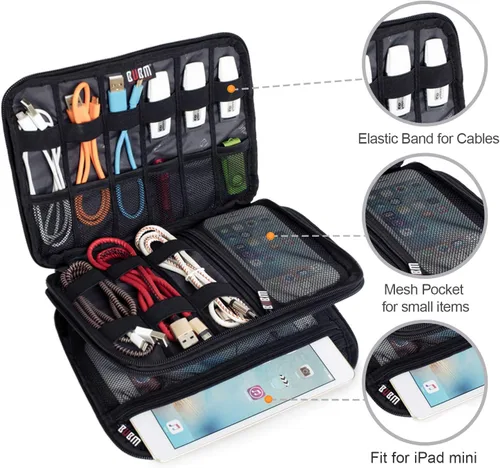 Miniatura 4 de Organizador de equipaje con doble capa para viajes BUBM, para llevar dispositivos y accesorios electrónicos., Negro, 2 capas M