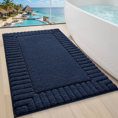 Miniatura 22 de LUMI Alfombras de baño antideslizantes con parte trasera de goma, alfombra de baño de microfibra de felpa extrasuave, absorbente, lavable a máquina