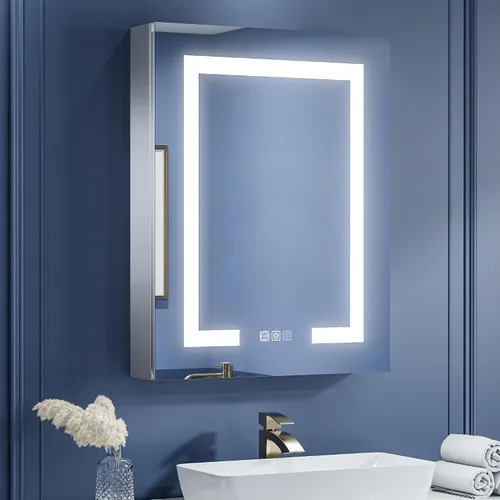 Miniatura 21 de ExBrite Botiquín de baño con iluminación LED con espejo, 24 x 30 pulgadas, empotrado o montaje en superficie, antivaho, atenuación continua, ajuste