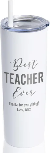 Miniatura 14 de Lifetime Creations Vaso de acero inoxidable grabado personalizado con popote de 20 onzas (menta), regalo para profesor, tutor, instructor