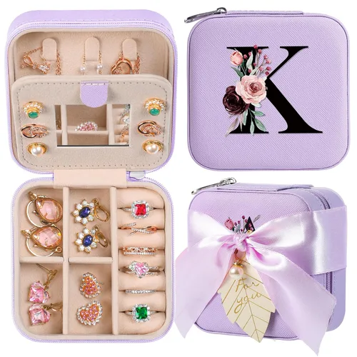 AYGXU Regalos de Navidad para mujeres, joyero pequeño para niñas, joyero, pequeña caja organizadora de joyas, collar y aretes, organizador de