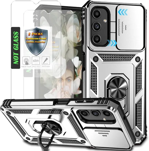 Miniatura 8 de Funda para Galaxy A26 con cubierta para lente de cámara, protector de pantalla HD, protección contra caídas de grado militar, soporte de anillo