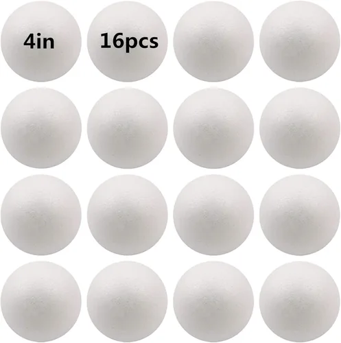 FFchuanhe Paquete de 16 bolas de espuma para manualidades, bolas redondas lisas de poliestireno de 4 pulgadas, para suministros de arte y