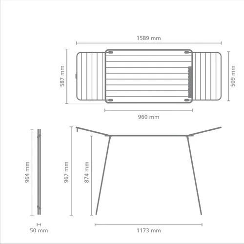 Miniatura 2 de Brabantia HangOn - Tendedero de ropa 59 pies (59.1 ft) Negro mate Aireador de ropa interior mediano, soporte de lavandería plegable
