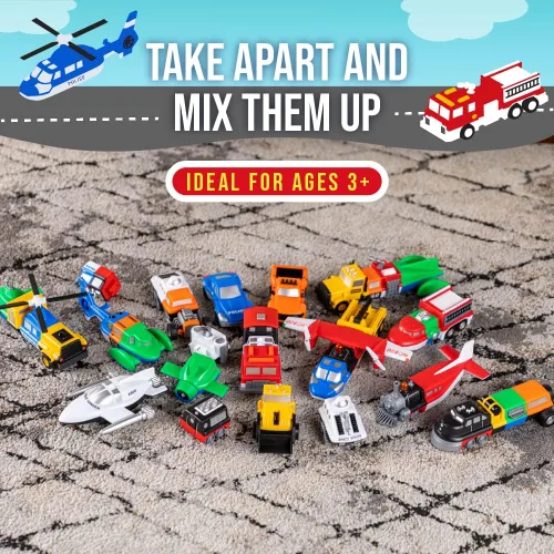 Miniatura 3 de POPULAR PLAYTHINGS Vehículos magnéticos para niños pequeños de 1 a 3 años, mezcla o combina juguetes de coche, regalo de 21 piezas para niños