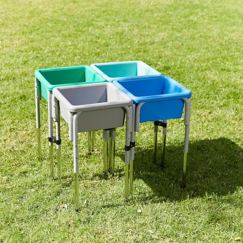 Miniatura 11 de ECR4Kids Mesa de juego ajustable para arena y agua de 4 estaciones, contenedores sensoriales, contemporánea