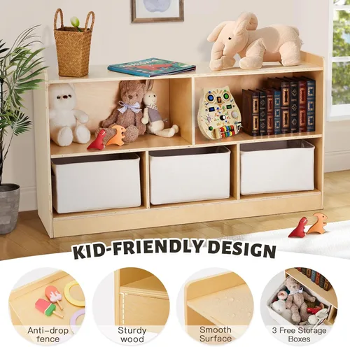 Miniatura 4 de Estante Montessori con cajas de almacenamiento, organizador de almacenamiento de juguetes de madera para libros, juguetes, estantería de 2 estantes