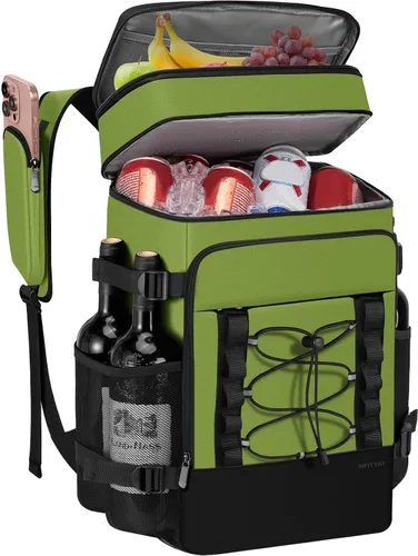 Miniatura 10 de MIYCOO Mochila enfriadora – 40 latas con aislamiento para hombres y mujeres, portátil con 2 compartimentos a prueba de fugas, bolsa enfriadora