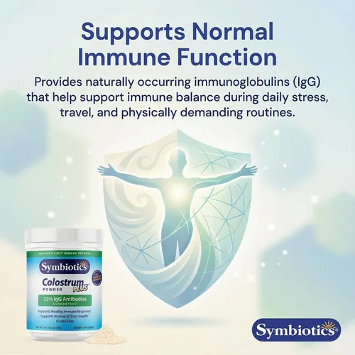 Miniatura 4 de Symbiotics Colostrum Plus Powder - Soporte de recuperación inmune y muscular, 25% de inmunoglobulinas IgG, resistencia al entrenamiento y salud