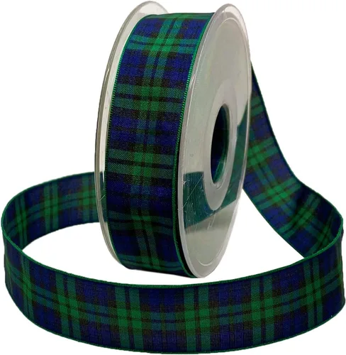 Morex Ribbon Cinta de Edimburgo, colores de familia del patrimonio escocés, decoraciones de Navidad y boda, a cuadros, 1 pulgada por 27 yardas,