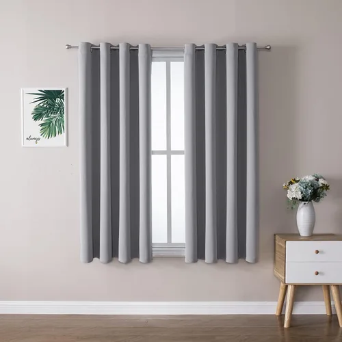 Miniatura 56 de ChrisDowa - Cortinas de cenefa pequeñas para cocina, cortinas cortas con ojales y aislamiento térmico para oscurecer la sala y habitación