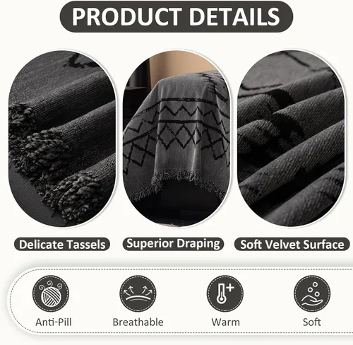 Miniatura 13 de VClife Fundas de sofá bohemio de felpilla para sofá seccional, fundas de sofá suaves y antideslizantes para sofá de 2 cojines, protector de muebles