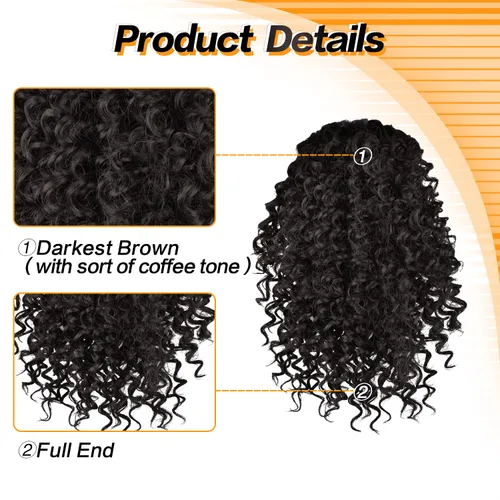 Miniatura 4 de PEACOCO Cola de caballo afro rizada con cordón para mujeres negras, extensiones de cola de caballo afro de 6 pulgadas, cabello sintético