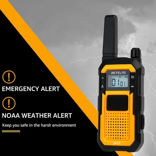 Miniatura 6 de Retevis RB48 Walkie Talkies de largo alcance, radio de 2 vías con micrófono de hombro, IP67 impermeable, 2000 mAh, recordatorio de vibración