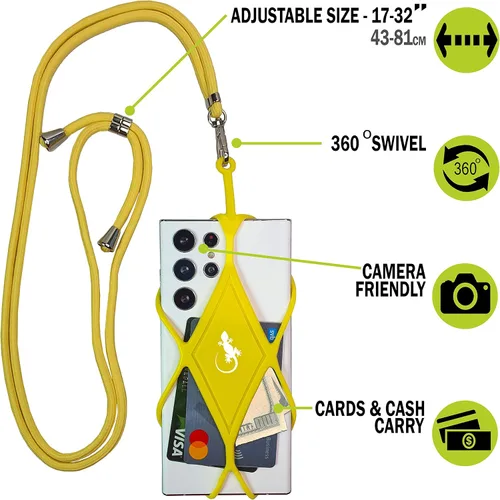 Miniatura 3 de Gecko Travel Tech Cordones de teléfono con cordón para teléfono celular para alrededor del cuello del cuello Lanyard Phone Crossbody Cuello XL