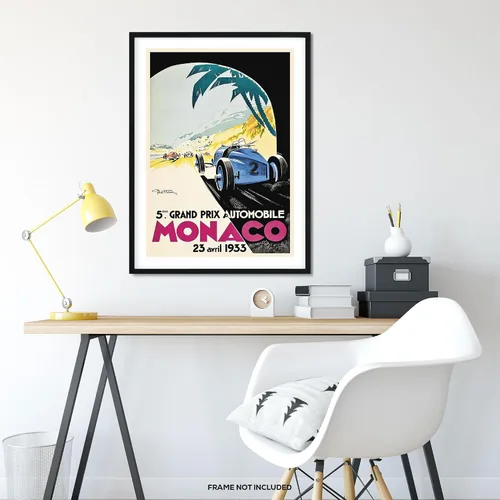 Miniatura 6 de Grand Prix de Mónaco 1933 - Impresión artística vintage de carreras – Arte de pared de coche clásico, póster retro de carreras de automóviles