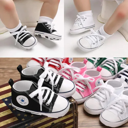 Miniatura 2 de KIDSUN - Zapatos deportivos unisex de caña alta para bebés, mezclilla de lona, suela antideslizante, suaves, para los primeros pasos