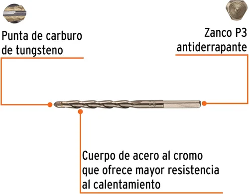 Miniatura 2 de TRUPER BCT-1/4X4-B Brocas para mampostería, en ampolla. Vástago de 7/32" 1/4" 4" (102mm)