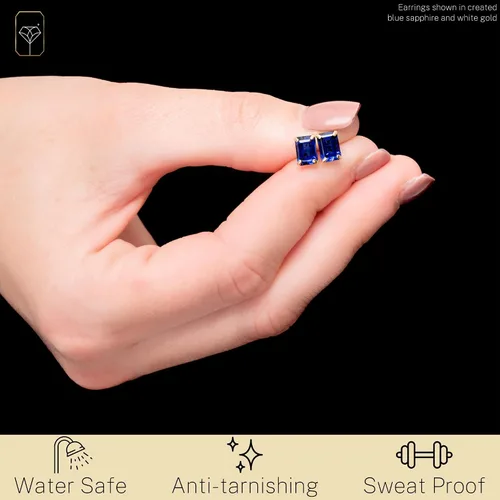 Miniatura 3 de 14k Gold Solitaire Emerald Cut Stud Earrings for Women 7x5mm Birthstone Earrings Gemstone Earrings for Women Gemstone Stud Earrings for Women by
