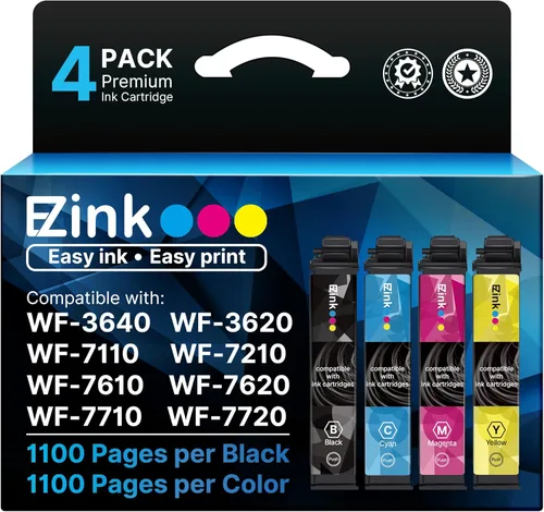E-Z Ink Cartucho de tinta remanufacturado de repuesto para 252XL Combo Pack para impresora Epson Workforce WF-7110 WF-7720 WF-7710 WF-3620 WF-3640