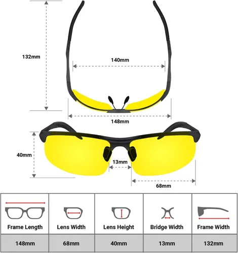 Miniatura 3 de BLUPOND Juego de 2 lentes de conducción de día y noche HD - Gafas de sol polarizadas y gafas de visión nocturna amarillas con soporte para clip