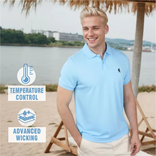 Miniatura 8 de Albert Morris Paquete de 4 camisas polo de manga corta a rayas para hombre