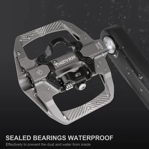 Miniatura 5 de MZYRH Pedal, pedales de bicicleta de montaña MTB, compatibles con doble función sellada sin clipless de aluminio 9/16 pulgadas, plataforma plana