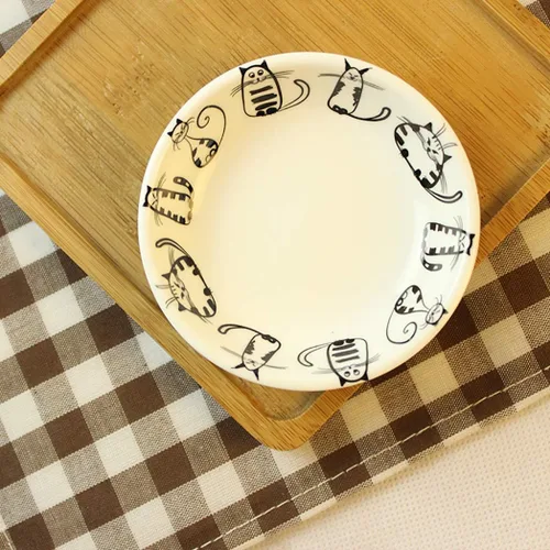 Miniatura 2 de Plato de cerámica para salsas laterales de gato, plato de condimentos para sushi y soja, platos para servir galletas, soporte pequeño de porcelana
