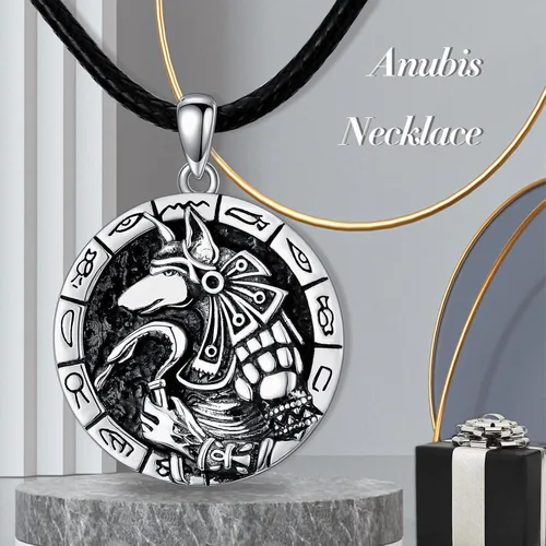 Miniatura 6 de VONALA Collar de medalla de San Miguel/San Benito/San Cristóbalo/Virgen María/Anubis Medalla de Plata de Ley Collar con colgante de medallón