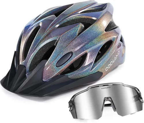 Miniatura 13 de Odoland Conjunto de casco de bicicleta para adultos y lentes de sol de ciclismo para hombres y mujeres, casco de bicicleta certificado de seguridad