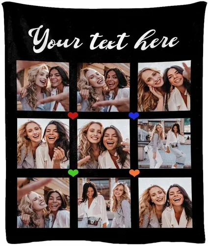 Miniatura 10 de Manta de franela suave personalizada para BFF con 6 fotos, tamaño de manta de 30 x 40 pulgadas